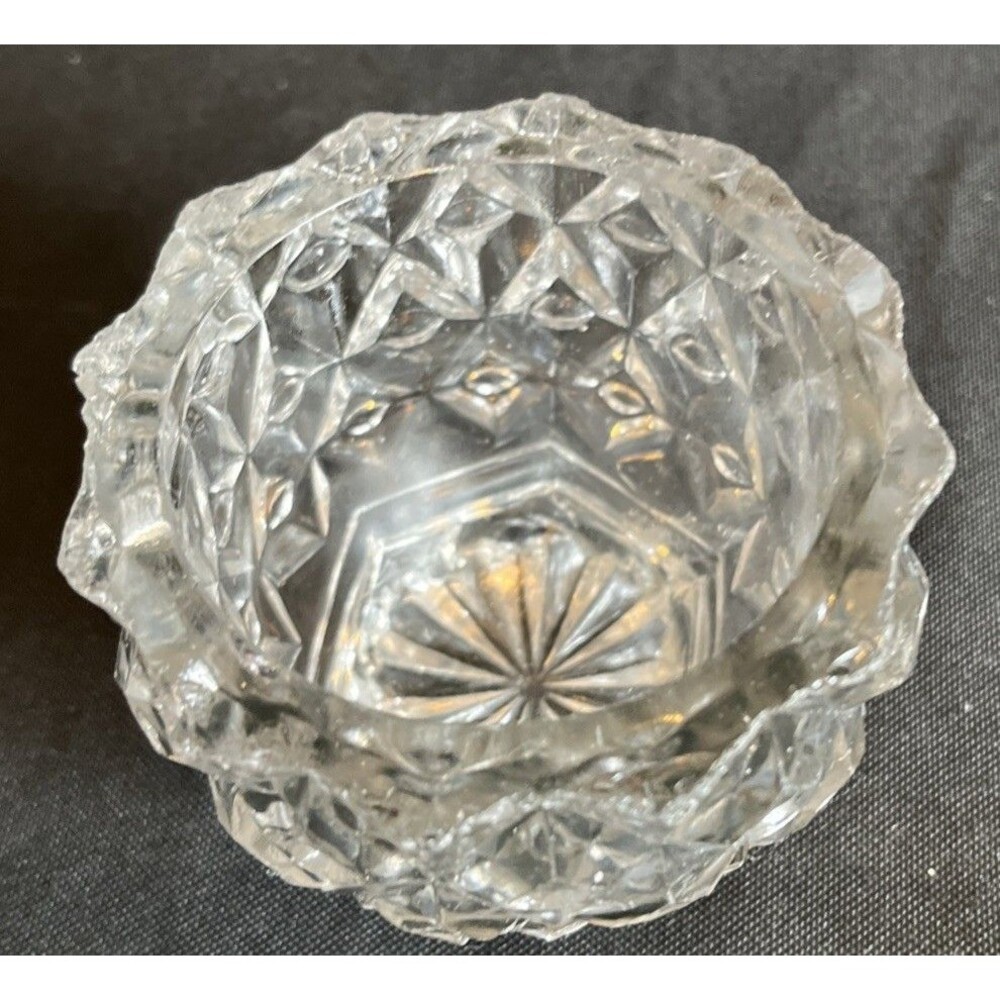 Stunning Antique Flint Glass Master Salt Cellar Flattened Sawtooth Diamonds - Picture 5 of 9